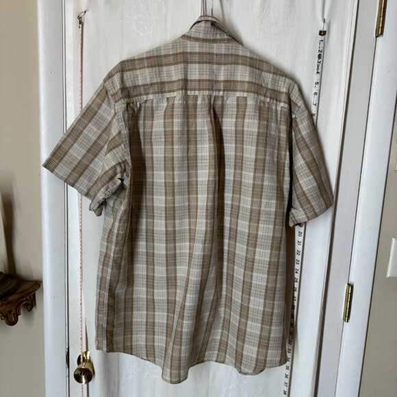 Vintage Perry Ellis Linen Short Sleeved Plaid Shirt - Picture 2 of 5